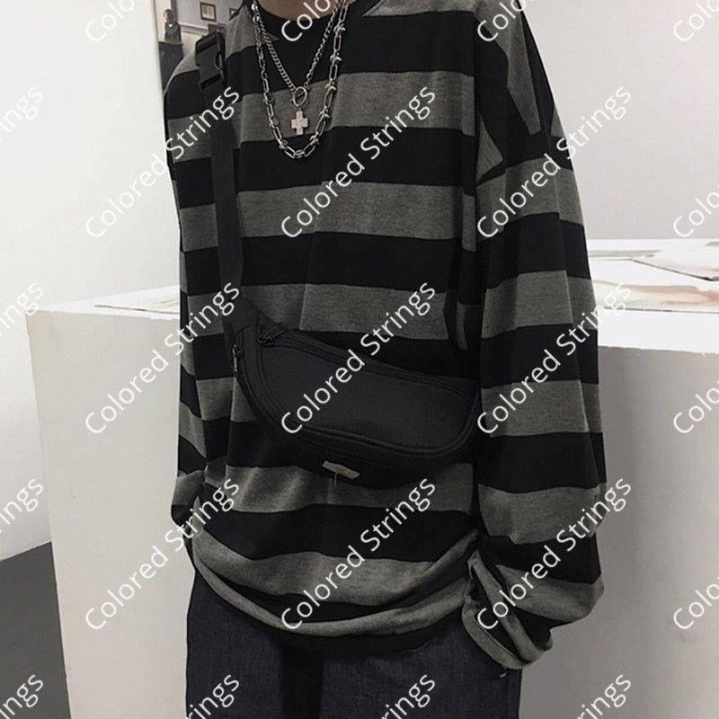 Harajuku Striped Shirt Streetwear Couple Oversized Striped Blouse Woman Casual Long Sleeve Gothic Grunge T-Shirt Tee Tops