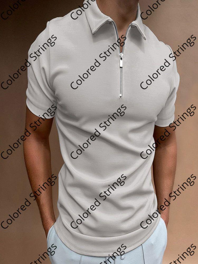 NEW Men's Solid Color Polo Shirt Short Sleeve Turn-Down Collar Zipper Polo Shirt&for Men Casual Streetwear 2022 Summer Male Tops