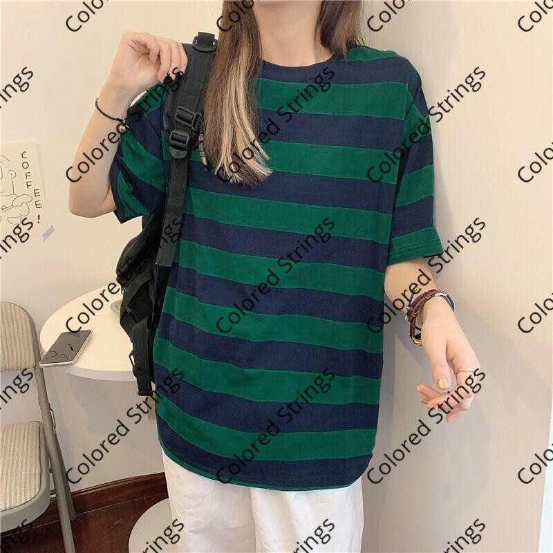 Harajuku Striped Shirt Streetwear Couple Oversized Striped Blouse Woman Casual Long Sleeve Gothic Grunge T-Shirt Tee Tops