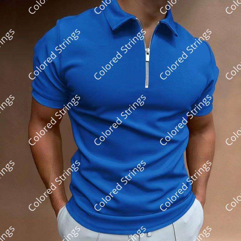 NEW Men's Solid Color Polo Shirt Short Sleeve Turn-Down Collar Zipper Polo Shirt&for Men Casual Streetwear 2022 Summer Male Tops