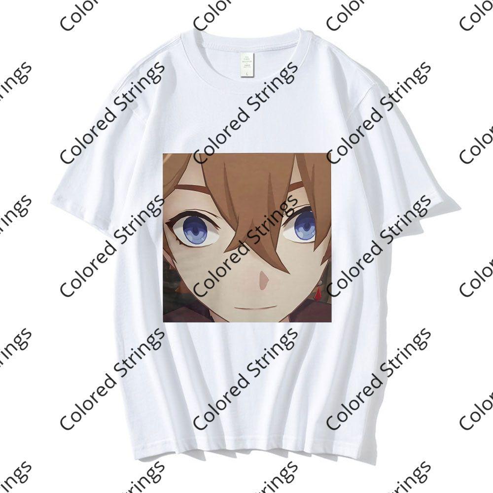 Anime Tartaglia Face Meme t shirt men Fashion Tee Short Sleeve Genshin Impact Game T-Shirts O Neck Tops women футболки camiseta