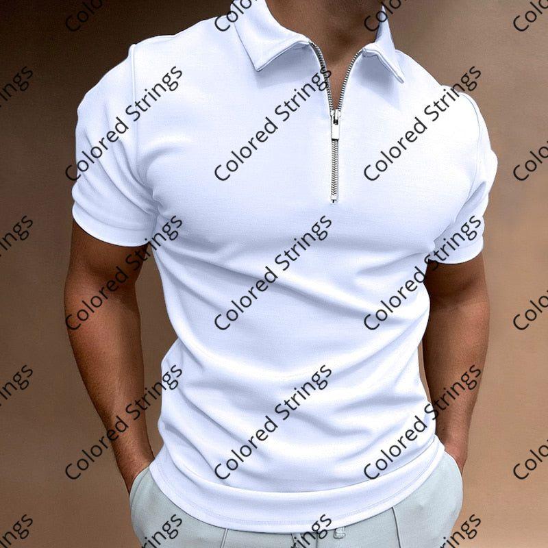 NEW Men's Solid Color Polo Shirt Short Sleeve Turn-Down Collar Zipper Polo Shirt&for Men Casual Streetwear 2022 Summer Male Tops