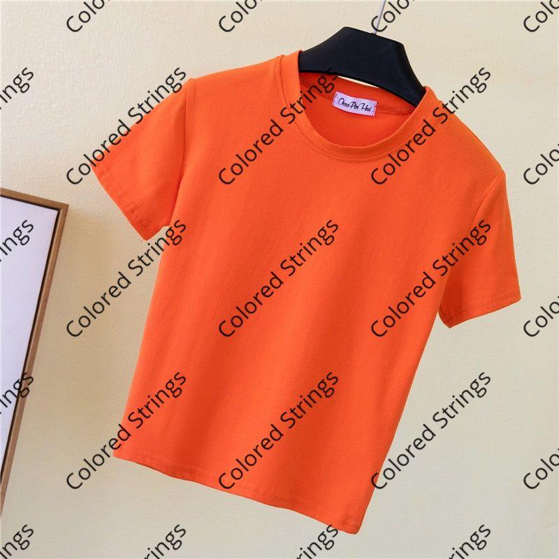 2022 Crop Top T-Shirt Female Solid Cotton O-Neck Short Sleeve T-Shirt For Women Summer High Waist Slim Short Sport Femme T-Shirt