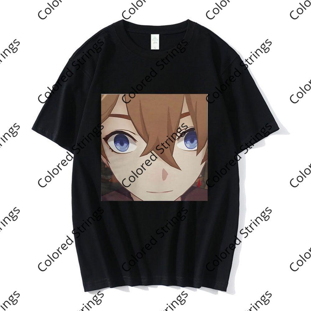 Anime Tartaglia Face Meme t shirt men Fashion Tee Short Sleeve Genshin Impact Game T-Shirts O Neck Tops women футболки camiseta