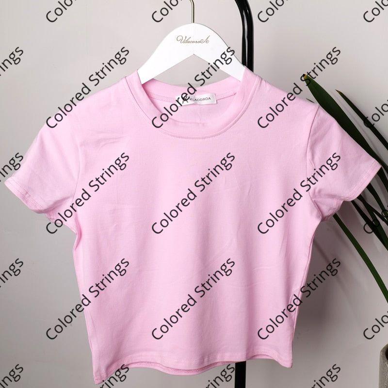 2022 Crop Top T-Shirt Female Solid Cotton O-Neck Short Sleeve T-Shirt For Women Summer High Waist Slim Short Sport Femme T-Shirt