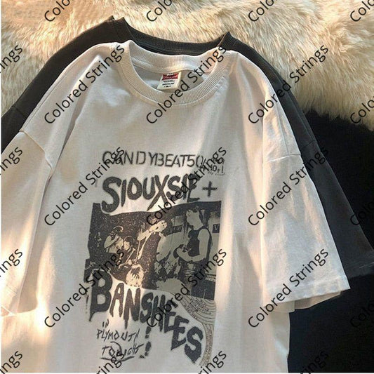 Man Vintage Oversized Short Sleeve Shirt Women Summer Hip Hop Short Sleeve Streetwear Women Harajuku T-shirt Clothes Loose Tee