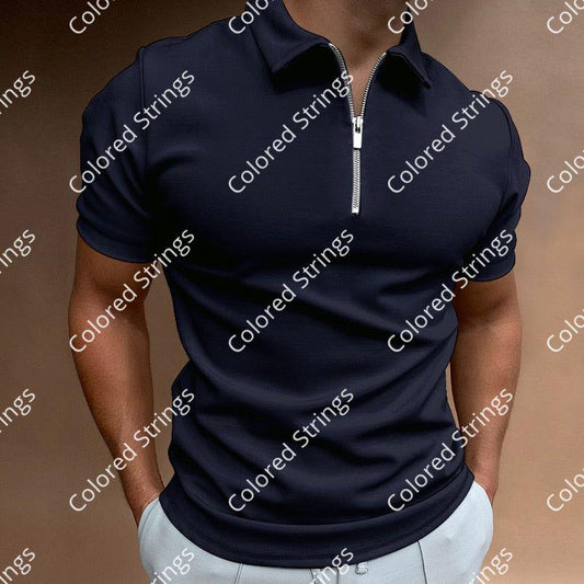 NEW Men's Solid Color Polo Shirt Short Sleeve Turn-Down Collar Zipper Polo Shirt&for Men Casual Streetwear 2022 Summer Male Tops